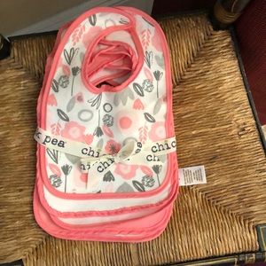 Chick Pea Bib.  5 together 100 % Cotton Color pink